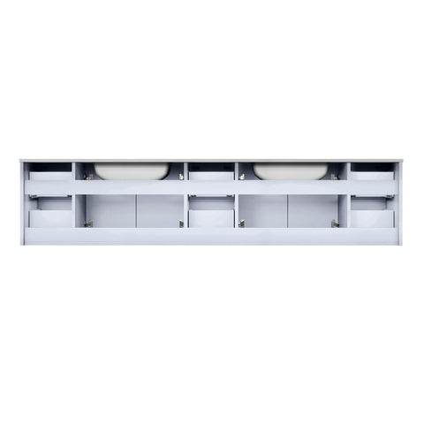 Image of Geneva Transitional Glossy White 84" Double Sink Vanity with 36" Led Mirrors | LG192284DMDSLM36