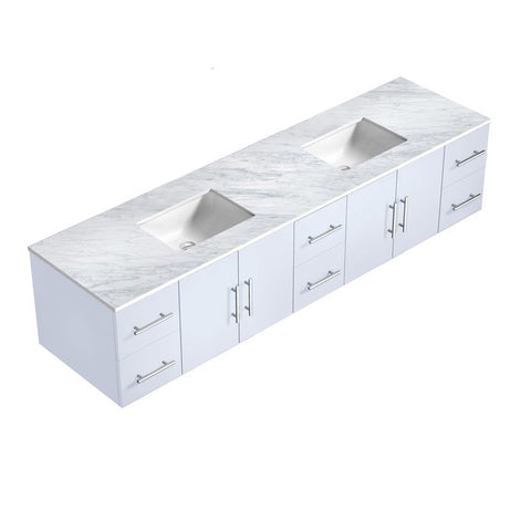 Image of Geneva Transitional Glossy White 84" Double Sink Vanity with 36" Led Mirrors | LG192284DMDSLM36