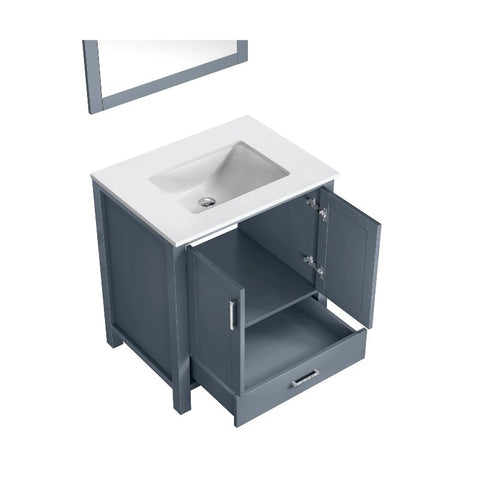 Image of Jacques Modern Dark Grey 30" Single Sink Vanity with Mirror | LJ342230SBWQM28
