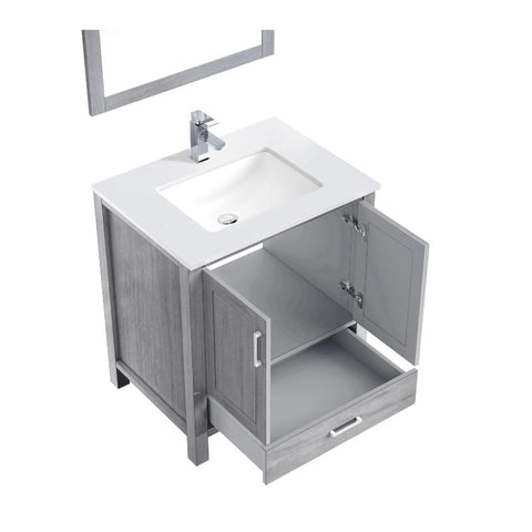 Image of Jacques Modern Distressed Grey 30" Single Sink Vanity with Mirror | LJ342230SDWQM28
