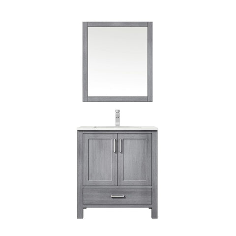 Image of Jacques Modern Distressed Grey 30" Single Sink Vanity with Mirror | LJ342230SDWQM28