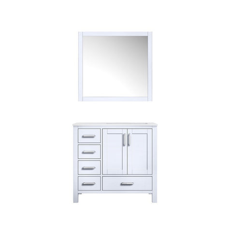 Image of Jacques 36" White Single Sink Vanity with White Carrara Marble Top - Right Version | LJ342236SADSM34R