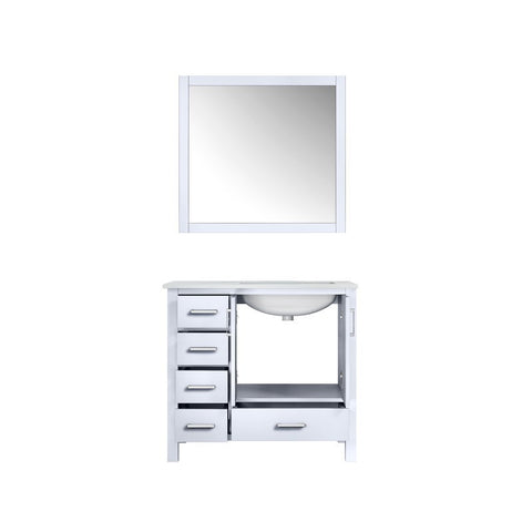 Image of Jacques 36" White Single Sink Vanity with White Carrara Marble Top - Right Version | LJ342236SADSM34R