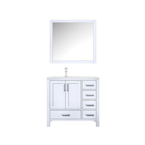 Image of Jacques 36" White Single Sink Vanity Set with White Carrara Marble Top - Left Version | LJ342236SADSM34FL