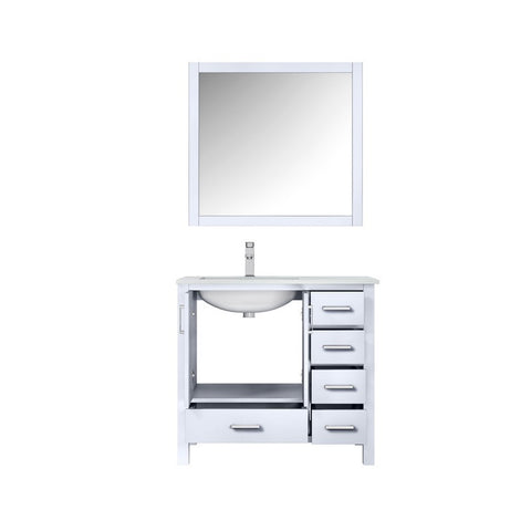 Image of Jacques 36" White Single Sink Vanity Set with White Carrara Marble Top - Left Version | LJ342236SADSM34FL