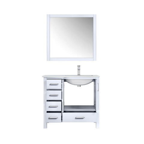 Image of Jacques 36" White Single Sink Vanity Set with White Carrara Marble Top - Right Version | LJ342236SADSM34FR