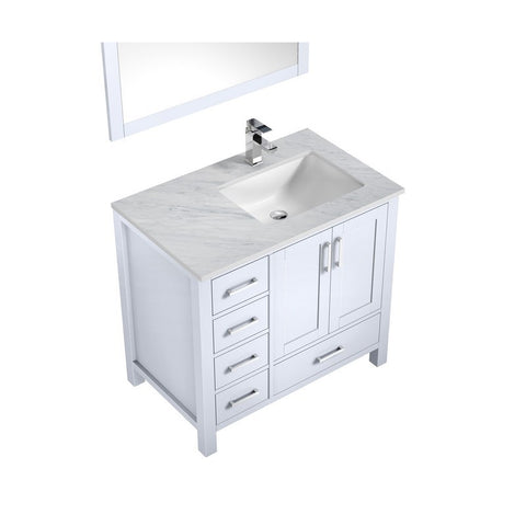 Image of Jacques 36" White Single Sink Vanity Set with White Carrara Marble Top - Right Version | LJ342236SADSM34FR
