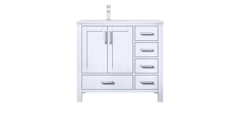 Image of Jacques Modern White 36" Single Sink Vanity - Left Version | LJ342236SAWQ000L