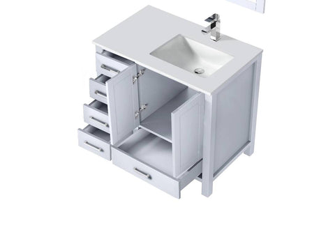 Image of Jacques Modern White 36" Single Sink Vanity - Right Version | LJ342236SAWQ000R