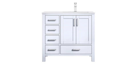 Image of Jacques Modern White 36" Single Sink Vanity - Right Version | LJ342236SAWQ000R