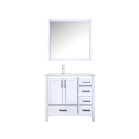 Image of Jacques Modern White 36" Single Sink Vanity with Mirror - Left Version | LJ342236SAWQM34L