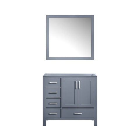 Image of Jacques 36" Dark Grey Single Vanity, no Top and 34" Mirror - Right Version | LJ342236SB00M34R