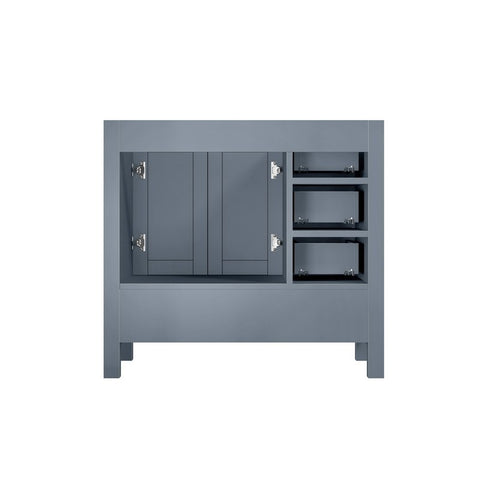 Image of Jacques 36" Dark Grey Single Vanity, no Top and 34" Mirror - Right Version | LJ342236SB00M34R