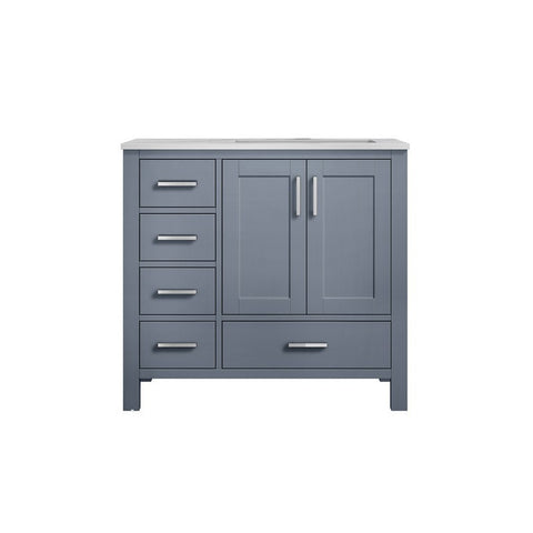 Image of Jacques 36" Dark Grey Single Vanity, Carrara Marble Top - Right Version | LJ342236SBDS000R