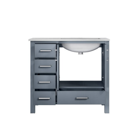 Image of Jacques 36" Dark Grey Single Vanity, Carrara Marble Top - Right Version | LJ342236SBDS000R