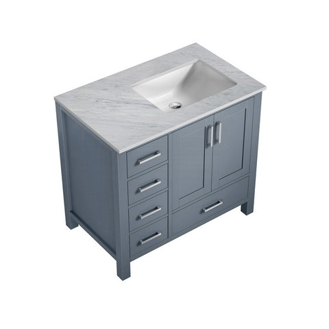 Image of Jacques 36" Dark Grey Single Vanity, Carrara Marble Top - Right Version | LJ342236SBDS000R