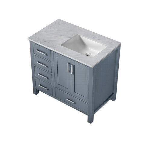 Image of Jacques 36" Dark Grey Single Vanity, Carrara Marble Top - Right Version | LJ342236SBDS000R