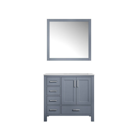 Image of Jacques 36" Dark Grey Single Sink Vanity with White Carrara Marble Top - Right Version | LJ342236SBDSM34R