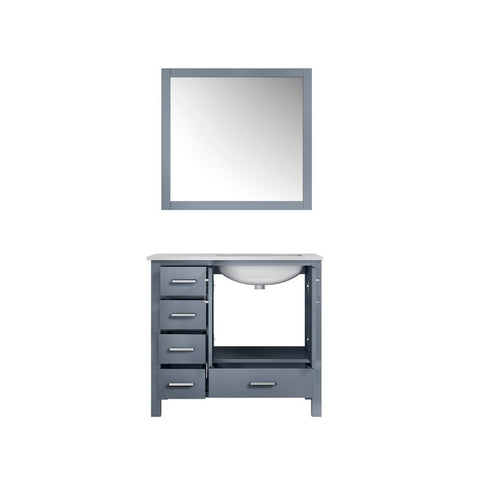 Image of Jacques 36" Dark Grey Single Sink Vanity with White Carrara Marble Top - Right Version | LJ342236SBDSM34R