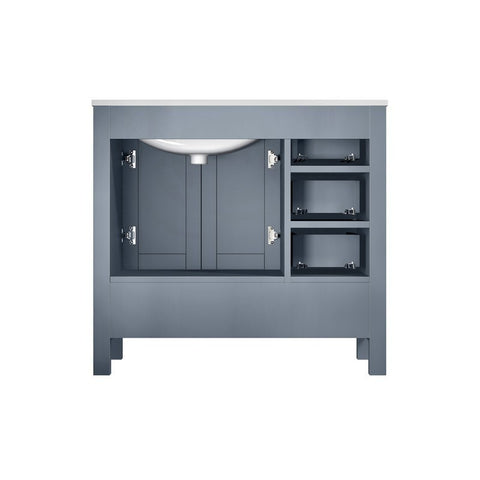 Image of Jacques 36" Dark Grey Single Sink Vanity with White Carrara Marble Top - Right Version | LJ342236SBDSM34R