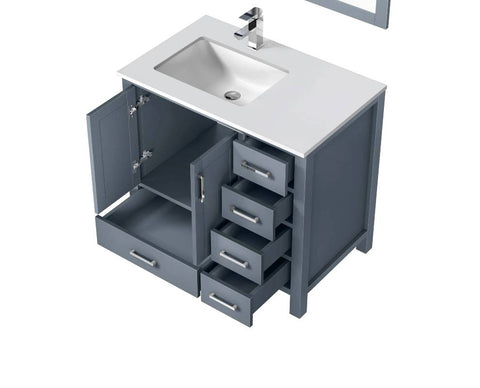 Image of Jacques Modern Dark Grey 36" Single Sink Vanity - Left Version | LJ342236SBWQ000L