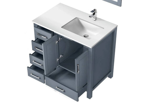 Image of Jacques Modern Dark Grey 36" Single Sink Vanity - Right Version | LJ342236SBWQ000R