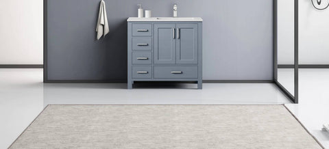 Image of Jacques Modern Dark Grey 36" Single Sink Vanity - Right Version | LJ342236SBWQ000R