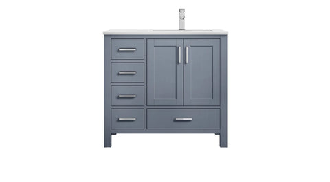 Image of Jacques Modern Dark Grey 36" Single Sink Vanity - Right Version | LJ342236SBWQ000R