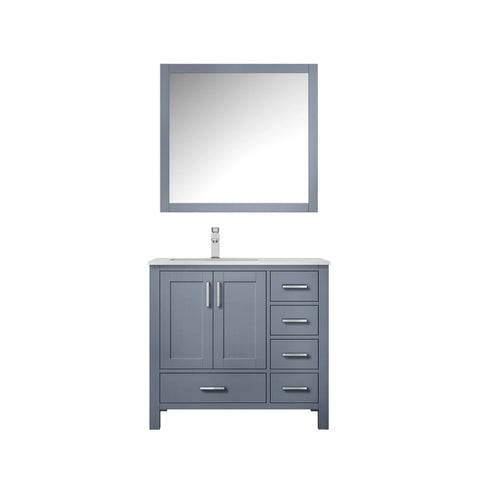 Image of Jacques Modern Dark Grey 36" Single Sink Vanity with Mirror - Left Version | LJ342236SBWQM34L