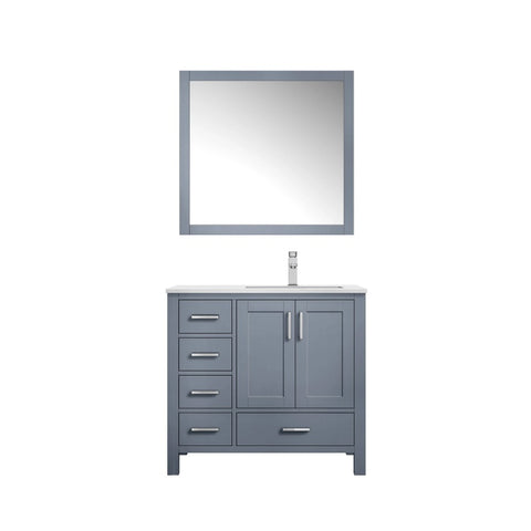 Image of Jacques Modern Dark Grey 36" Single Sink Vanity with Mirror - Right Version | LJ342236SBWQM34R