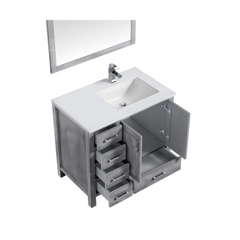 Image of Jacques Modern Distressed Grey 36" Single Sink Vanity with Mirror - Left Version | LJ342236SDWQM34L