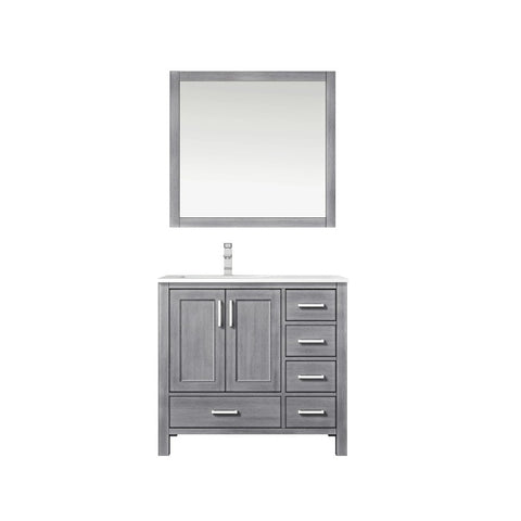 Image of Jacques Modern Distressed Grey 36" Single Sink Vanity with Mirror - Left Version | LJ342236SDWQM34L