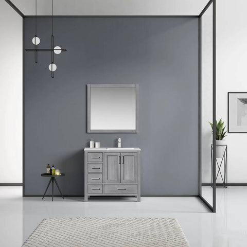 Image of Jacques Modern Distressed Grey 36" Single Sink Vanity Set - Right Version | LJ342236SDWQM34FR