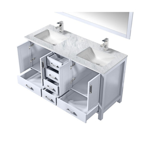 Image of Jacques 60" White Double Sink Vanity Set with White Carrara Marble Top | LJ342260DADSM58F