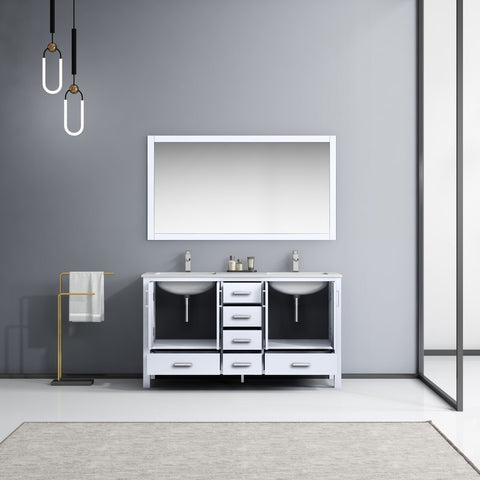 Image of Jacques 60" White Double Sink Vanity Set with White Carrara Marble Top | LJ342260DADSM58F