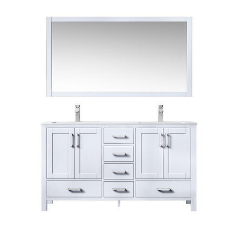 Image of Jacques 60" White Double Sink Vanity Set with White Carrara Marble Top | LJ342260DADSM58F