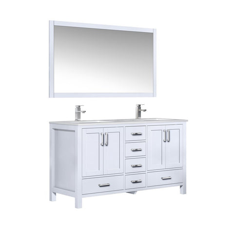 Image of Jacques 60" White Double Sink Vanity Set with White Carrara Marble Top | LJ342260DADSM58F