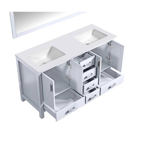 Image of Jacques Modern White 60" Double Sink Vanity with 58" Mirror | LJ342260DAWQM58