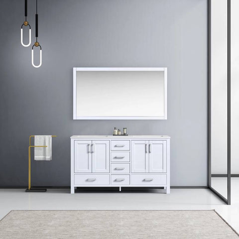 Image of Jacques Modern White 60" Double Sink Vanity Set | LJ342260DAWQM58F