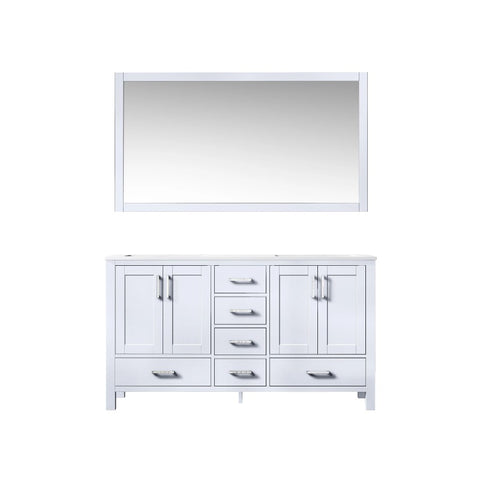 Image of Jacques Modern White 60" Double Sink Vanity with 58" Mirror | LJ342260DAWQM58