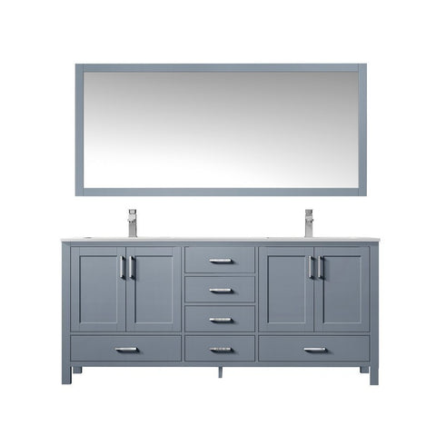 Image of Jacques 60" Dark Grey Double Sink Vanity Set with White Carrara Marble Top | LJ342260DBDSM58F