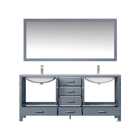 Image of Jacques 60" Dark Grey Double Sink Vanity Set with White Carrara Marble Top | LJ342260DBDSM58F