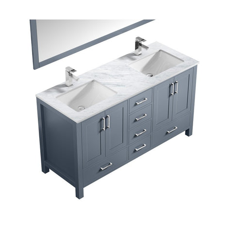 Image of Jacques 60" Dark Grey Double Sink Vanity Set with White Carrara Marble Top | LJ342260DBDSM58F