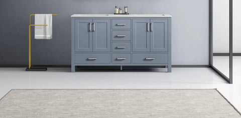 Image of Jacques Modern Dark Grey 60" Double Sink Vanity | LJ342260DBWQ000