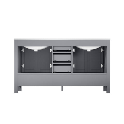 Image of Jacques 60" Distressed Grey Double Sink Vanity Set with White Carrara Marble Top | LJ342260DDDSM58F