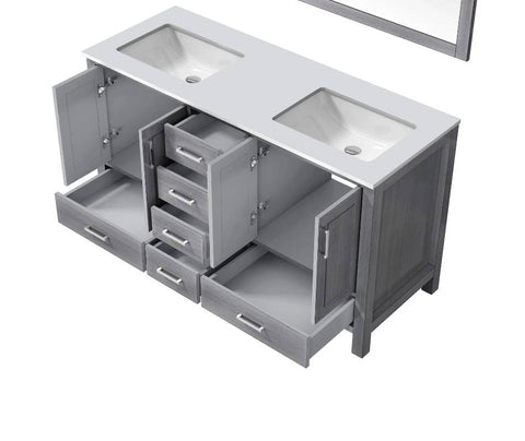 Image of Jacques Modern Distressed Grey 60" Double Sink Vanity | LJ342260DDWQ000