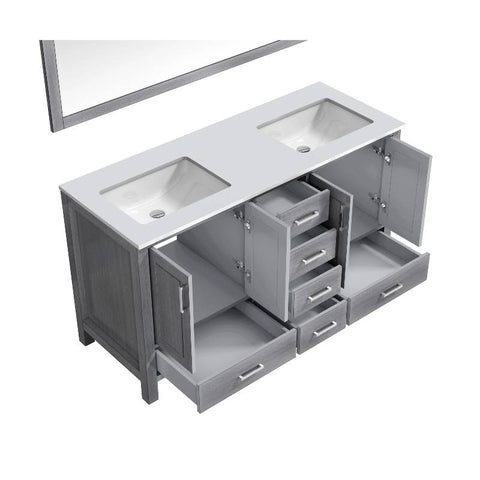 Image of Jacques Modern Distressed Grey 60" Double Sink Vanity Set | LJ342260DDWQM58F