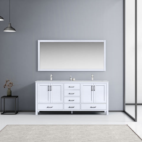 Image of Jacques 72" White Double Sink Vanity Set with White Carrara Marble Top | LJ342272DADSM70F