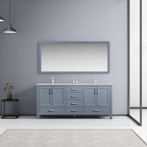 Image of Jacques 72" Dark Grey Double Sink Vanity Set with White Carrara Marble Top | LJ342272DBDSM70F