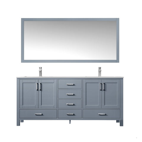 Image of Jacques 72" Dark Grey Double Sink Vanity Set with White Carrara Marble Top | LJ342272DBDSM70F